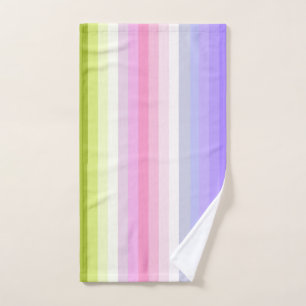 Pale Rainbow Stripes Bath Decor Hand Towel