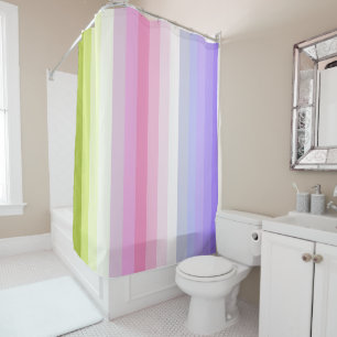 Pale Rainbow Stripes Bath Decor Shower Curtain