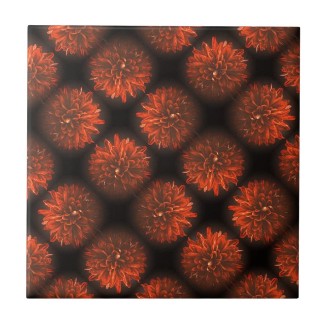 Pale Red Chrysanthemum Flower Pattern Ceramic Tile (Front)