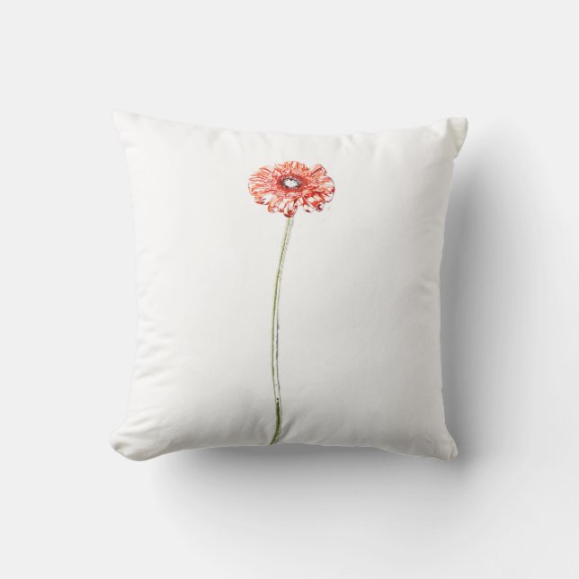 Pale Red Chrysanthemum Gerbera Flower Cushion (Front)