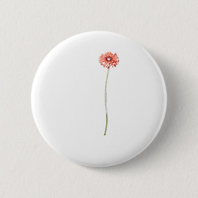 Pale Red Gerbera Flower 6 Cm Round Badge (Front)