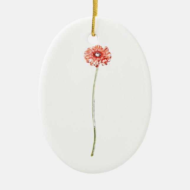 Pale Red Gerbera Flower Ceramic Ornament (Front)