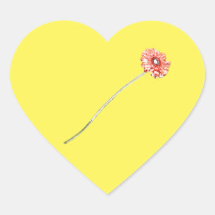 Pale Red Gerbera Flower Heart Sticker