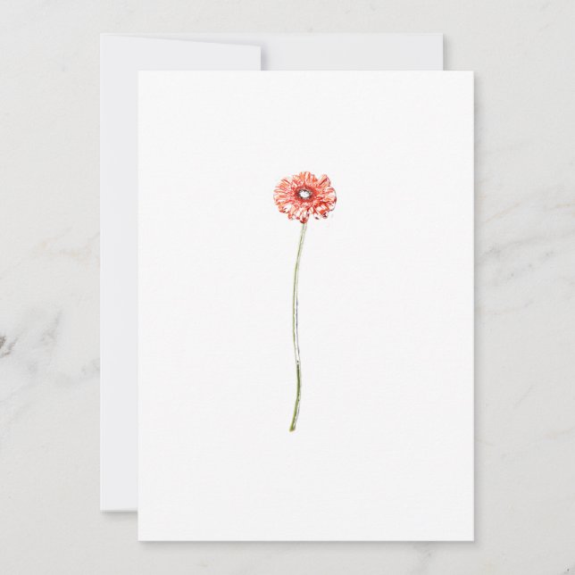 Pale Red Gerbera Flower Invitation Card (Front)