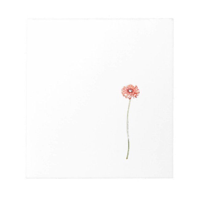 Pale Red Gerbera Flower Notepad (Front)