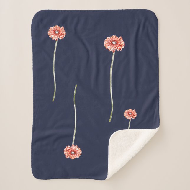 Pale Red Gerbera Flower Throw Blanket (Front)