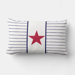 Pale Red Star Dark Blue Stripes Cushion