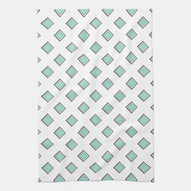 Pale Robin Egg Blue Diamond Colour Design Tea Towel (Vertical)