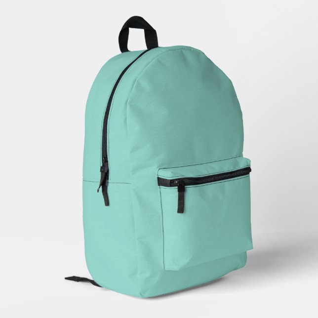 Pale Robin Egg Blue Solid Colour Printed Backpack (Back Corner Left)