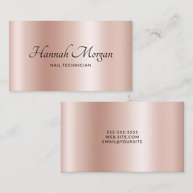 Pale Rose Gold Elegant Ombre Business Card (Front/Back)