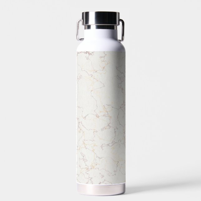 Pale Rose Gold Marble Texture Stylish Water Bottle (Front)
