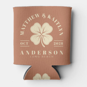 Pale Rose Irish Lucky Clover Wedding Crest Can Cooler