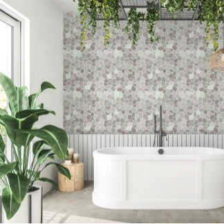 Pale Sage Eggshell Mosaic Wallpaper