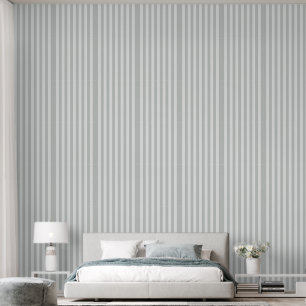 Pale Sage Green And White Vertical Stripes Wallpaper