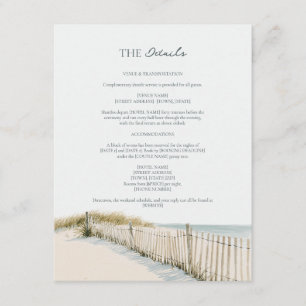 Pale Sand Teal Cape Cod Shoreline Wedding Details Enclosure Card