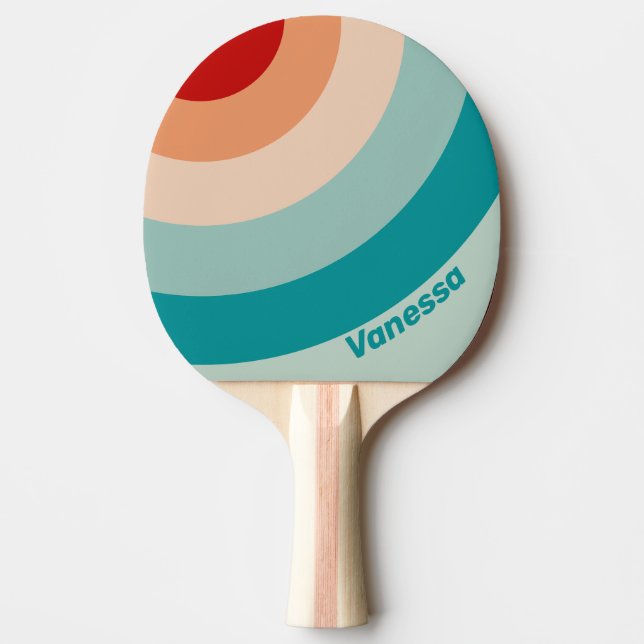 Pale Seaglass Circle Stripe with Name Ping Pong Paddle (Front)