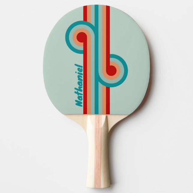 Pale Seaglass Stripe Loop with Name Ping Pong Paddle (Front)