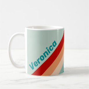 Pale Seaglass Stripes with Name Coffee Mug