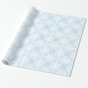 Pale Sky Blue Damask Floral Pattern Wrapping Paper