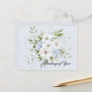 Pale Sky Blue White Floral Postcard