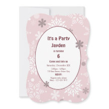 Pale Snow Winter Birthday Party Invitation