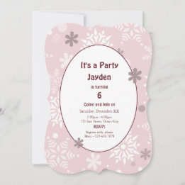 Pale Snow Winter Birthday Party Invitation
