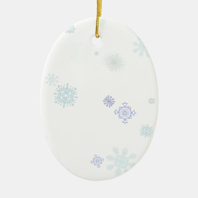 Pale Snowflakes Ceramic Tree Decoration (Front)