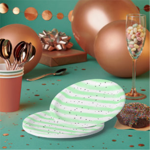 Pale Speckled Striped Paper Plates