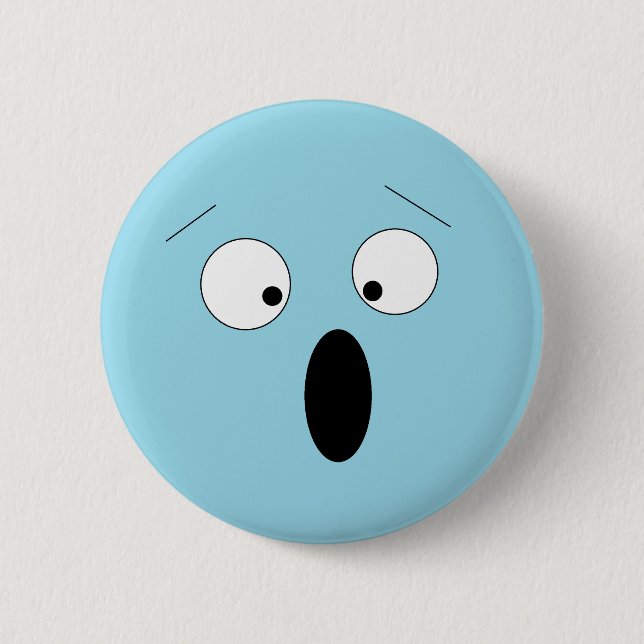 Pale Surprised Shocked Silly Face Button (Front)
