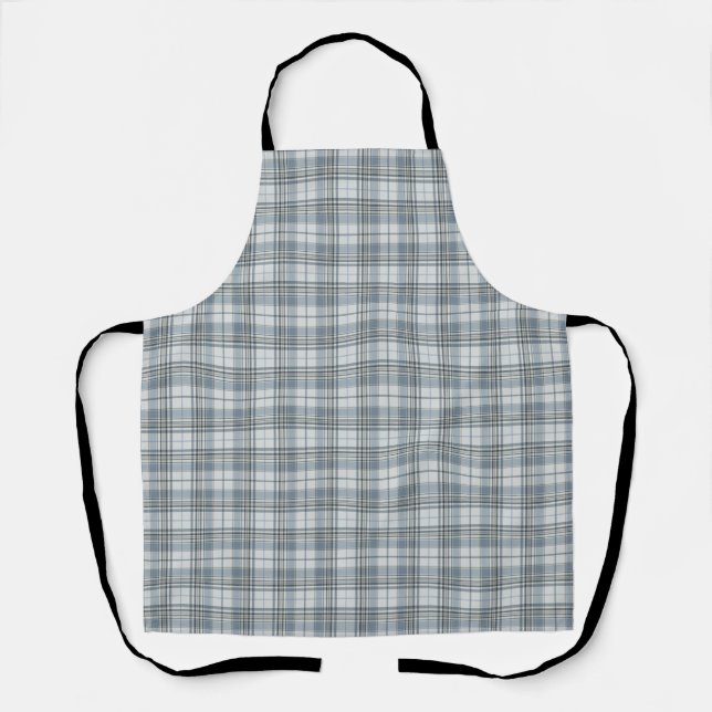  Pale Tan and White Large Check Plaid Apron (Front)