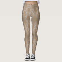 Pale Taupe Damask Filigree Scroll  "Burnout Look"