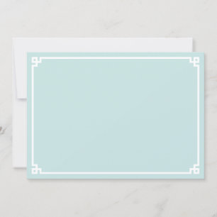 Pale Teal and White Greek Key Ornamental Border Card