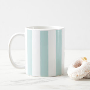 Pale Teal and White Vertical Stripes Coffee Mug