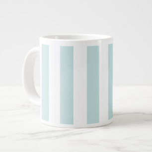 Pale Teal and White Vertical Stripes Large Coffee Mug