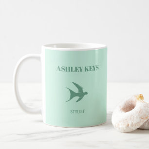 Pale teal elegant bird  coffee mug