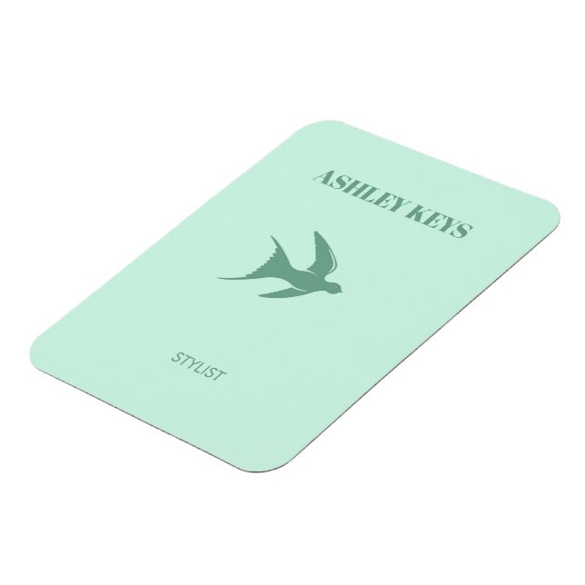 Pale teal elegant bird  magnet (Left Side)