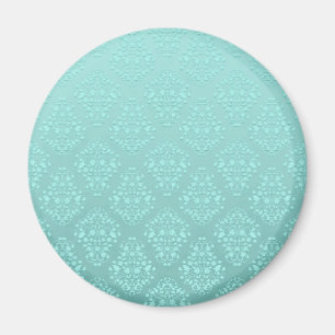 Pale Teal Turquoise Damask Pattern Magnet