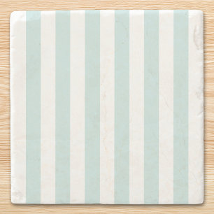 Pale Teal Vertical Stripes Stone Coaster