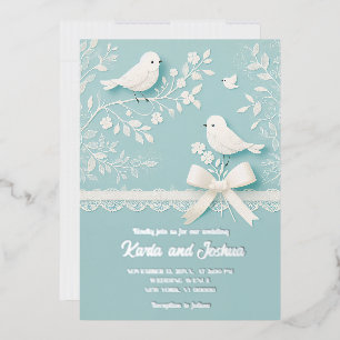 Pale Teal with Romantic Lace and Birds Wedding