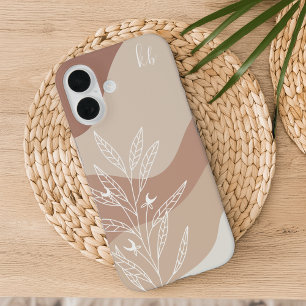 Pale Terracotta Boho Colour Flow Botanical Monogra iPhone 16 Case
