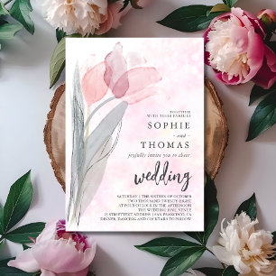 Pale tulip elegant wedding invitation