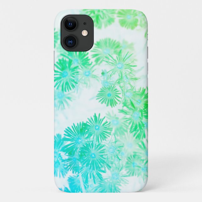 Pale Turquoise Pastel Wild Flowers  iPhone 11 Case (Back)