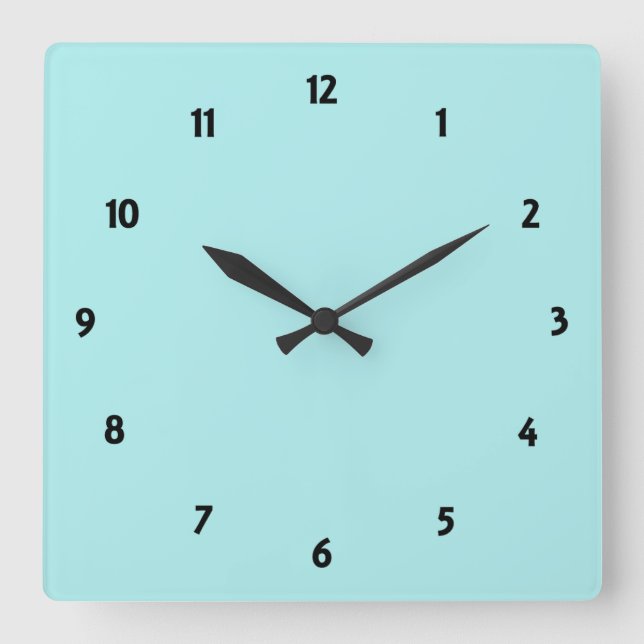 Pale Turquoise Square Wall Clock (Front)