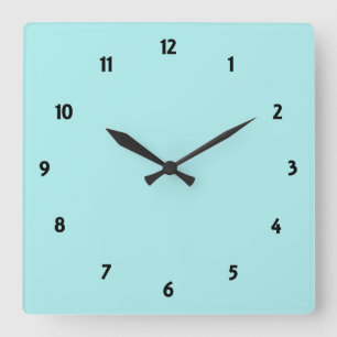 Pale Turquoise Square Wall Clock