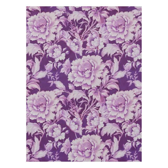 Pale White/Violet repeat rose pattern  Tablecloth (Front)