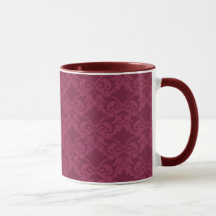 Pale Wine Damask Bows Mug