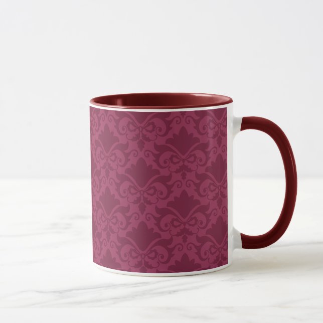 Pale Wine Damask Bows Mug (Right)