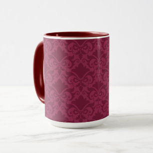 Pale Wine Damask Bows Mug