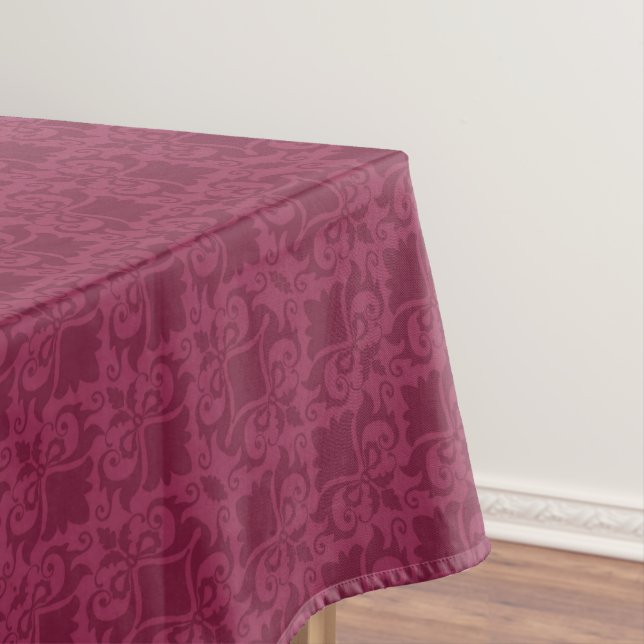 Pale Wine Damask Bows Tablecloth (In Situ)