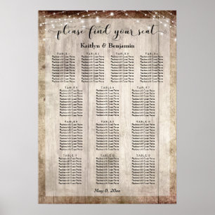 Pale Wood & Lights Wedding Reception Seating Chart